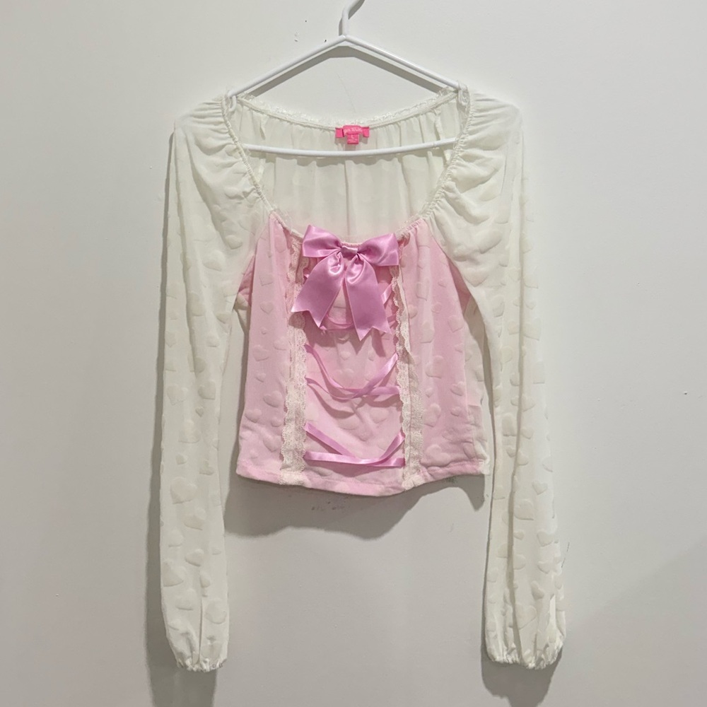 Sugar Thrillz Cream Top with Pink Accents
